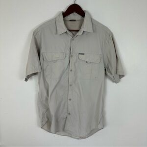 Columbia Titanium Light Gray Button Down Short Sleeve Vented Shirt L